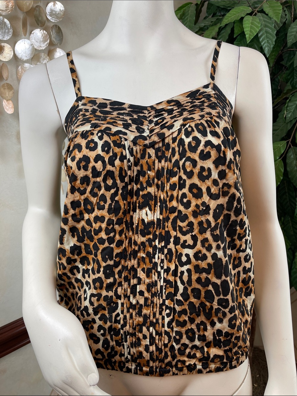 EXPRESS LEOPARD PRINT PLEAT DETAIL TOP